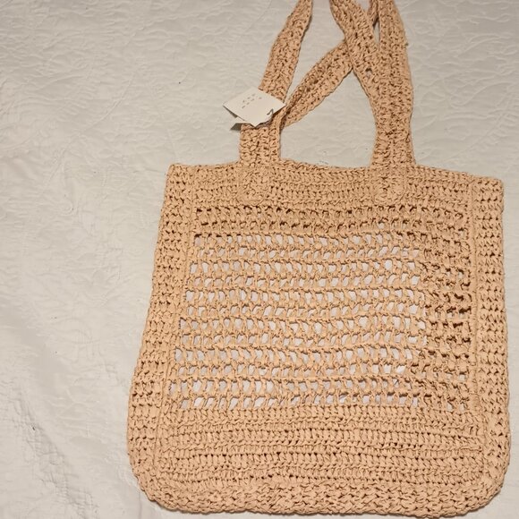 NEW Raffia Tote Handbag - A New Day™ Natural - Picture 5 of 6